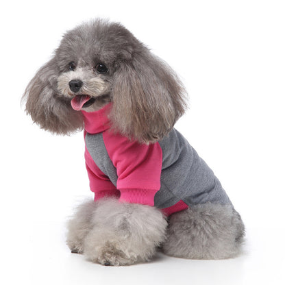 Hochkragen-Sweatshirt für Hunde, Streifen, Polyester-Baumwolle