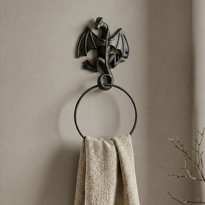 Gusseisen-Handtuchhalter Drachenform, schlicht