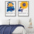 Set aus 2 gerahmten Kunstdrucken mit blau-gelben Sonnenblumen