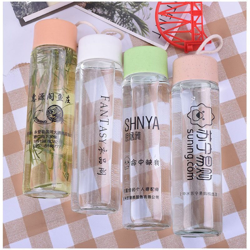 Damen Hochwertige Glas Trinkflasche mit Karabiner Brehn
