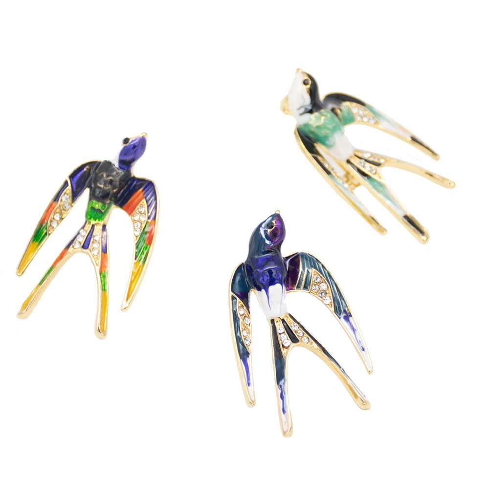 Ornate Vogel-inspirierte Emaille Brosche Brehn