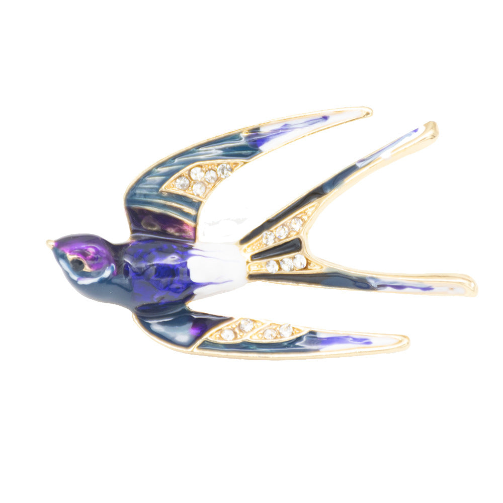 Ornate Vogel-inspirierte Emaille Brosche Brehn