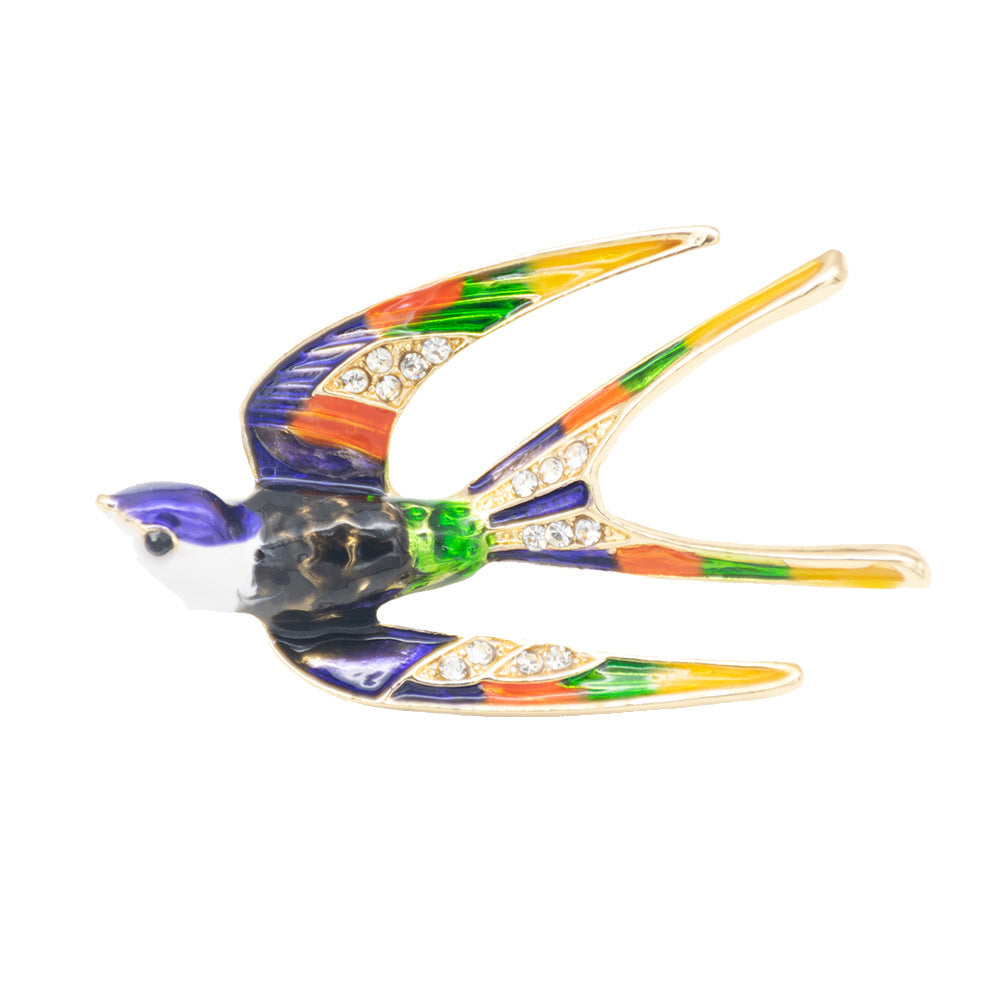 Ornate Vogel-inspirierte Emaille Brosche Brehn