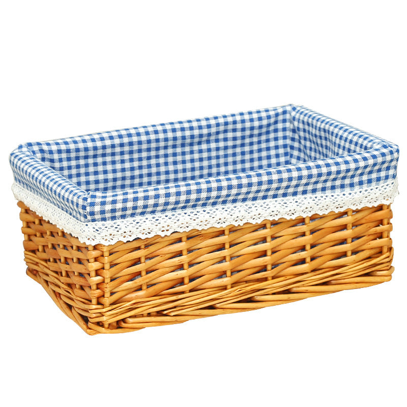 Damen Aufbewahrungskorb mit kariertem Stofffutter und eleganter Spitzenbordüre Brehn