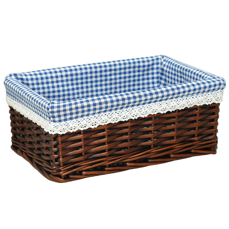 Damen Aufbewahrungskorb mit kariertem Stofffutter und eleganter Spitzenbordüre Brehn
