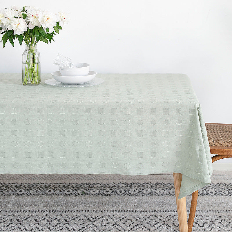 Tischdecke aus Baumwollmix mit geprägtem Quadrat‑ und Kreisrelief Brehn