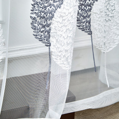 Transparenter Voile‑Vorhang mit besticktem Blattmotiv und Ösenaufhängung Brehn
