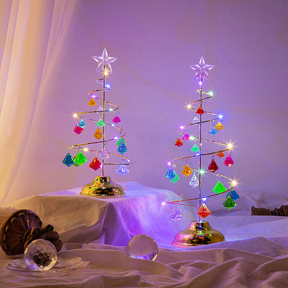 Dekorative LED-Weihnachtsbaum-Tischleuchte aus Metall und Acryl