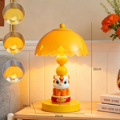 Chinesische Löwentanz-Pilz-Tischlampe
