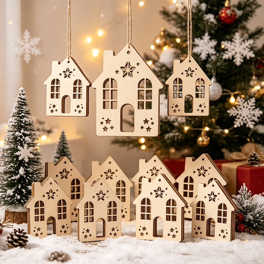 Unbehandeltes Holz-Hängeschild für Weihnachtsdekoration