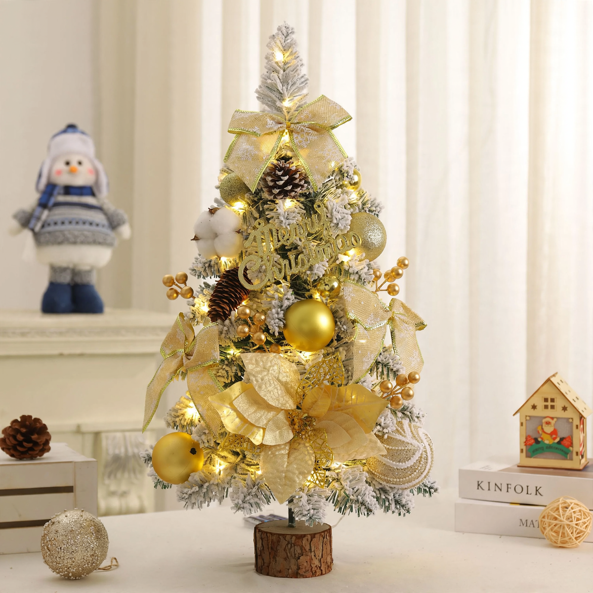 Mini-Weihnachtsbaum mit beflockten Zweigen, 45-75 cm