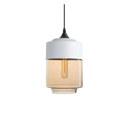 Handgeblasene Pendelleuchte aus Glas und Holz, verstellbar