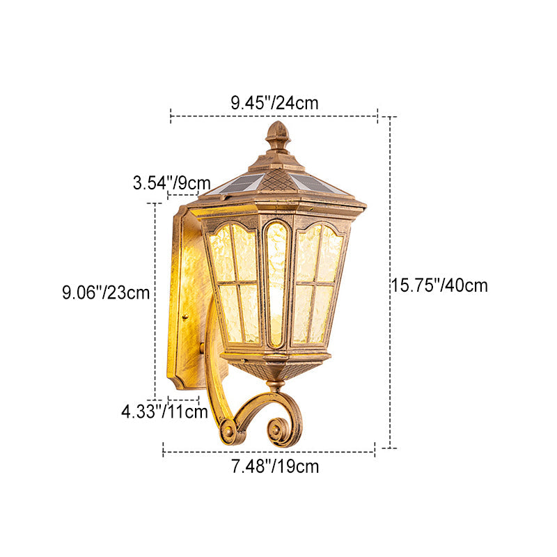 Europäische Solar-Außenlaterne Aluminium Glas Wasserdicht 1-Licht Wand Scone Lampe | Brehn