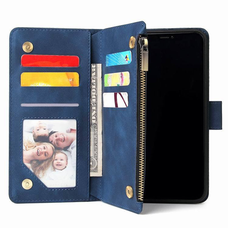 Brehn | Multi-Karten Reißverschlusstasche Lederhülle für iPhone
