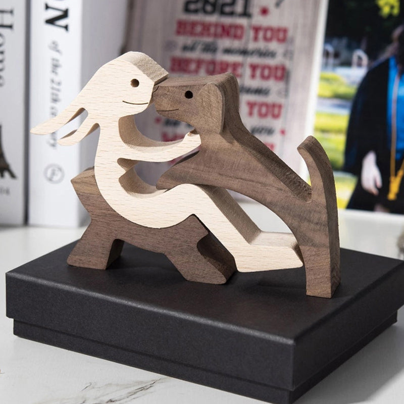 Brehn | Geschenk für Tierliebhaber - Holzskulptur Tisch Ornamente - Die Liebe zwischen Ihnen und Ihrem pelzigen Freund