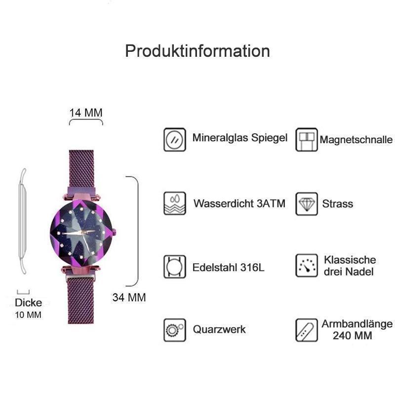 Wasserdichte Sternenhimmel Mädchen Armbanduhr | Brehn