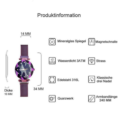 Wasserdichte Sternenhimmel Mädchen Armbanduhr | Brehn