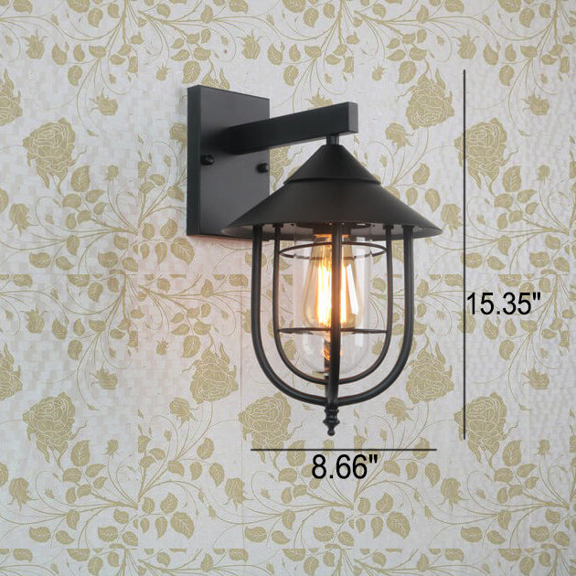 Vintage Industrielle Eisen Laterne Innen Außen 1-Licht Wand Sconce Lampe | Brehn
