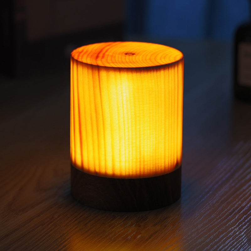 Drahtlose LED-Tischlampe mit Touch-Steuerung | Wiederaufladbarer Akku | Holzmaserung Design | Einstellbare Helligkeit | Brehn