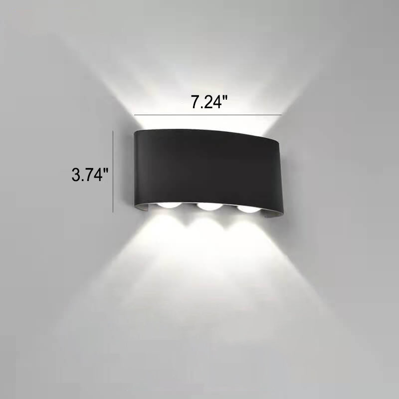 Moderne LED-Wandleuchte mit Bogenstrahler nach oben und unten, wasserdicht, für den Außenbereich