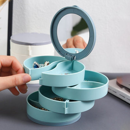 Brehn | Schmuckbox - 360° drehbare Aufbewahrungsbox für Schmuck, maximaler Schutz und Organisation