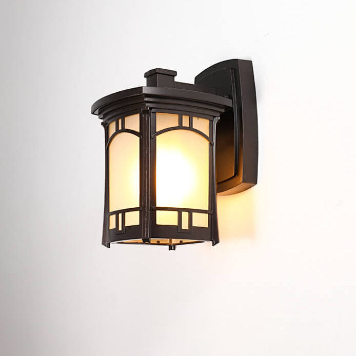 Moderne quadratische Aluminium-Glas-carved 1-Licht Außen wasserdichte Wandlampe | Brehn