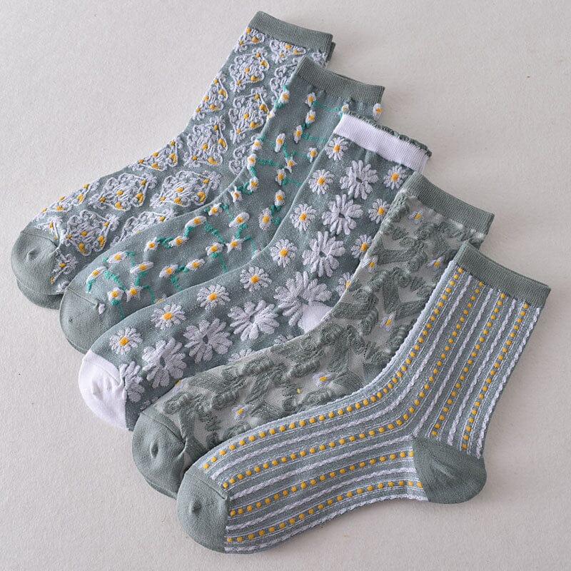 Damen-Baumwollsocken mit Blumenmuster (10 Paar)