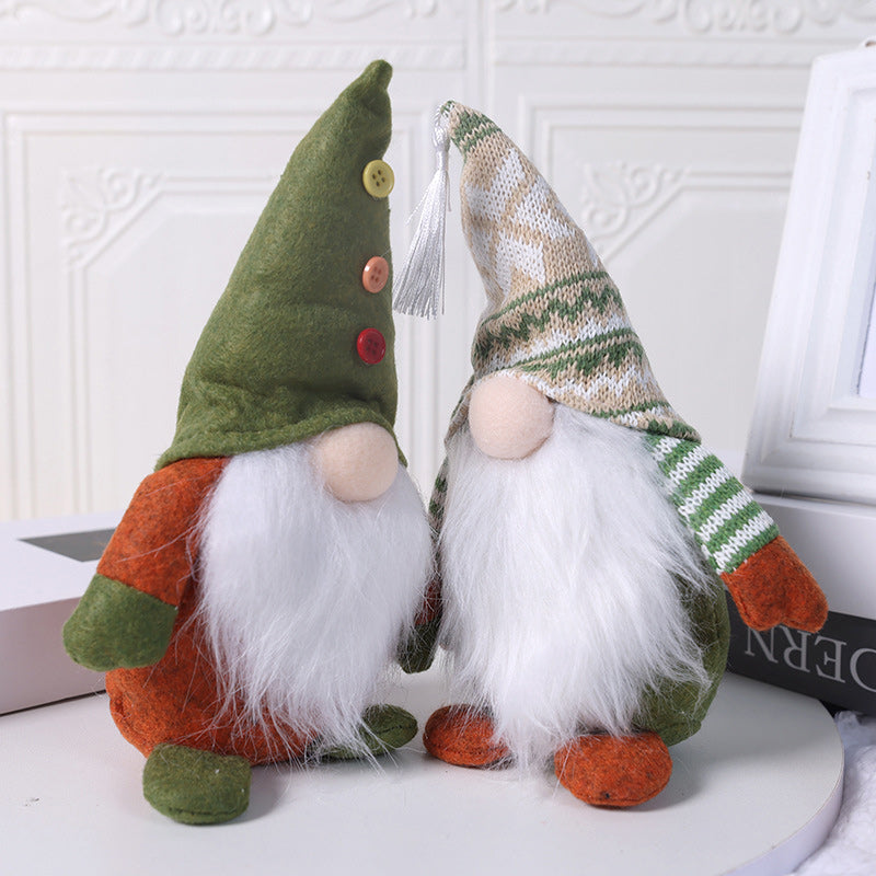 Brehn | Weihnachtsgrüne gesichtslose alte Mann-Elfenfigur
