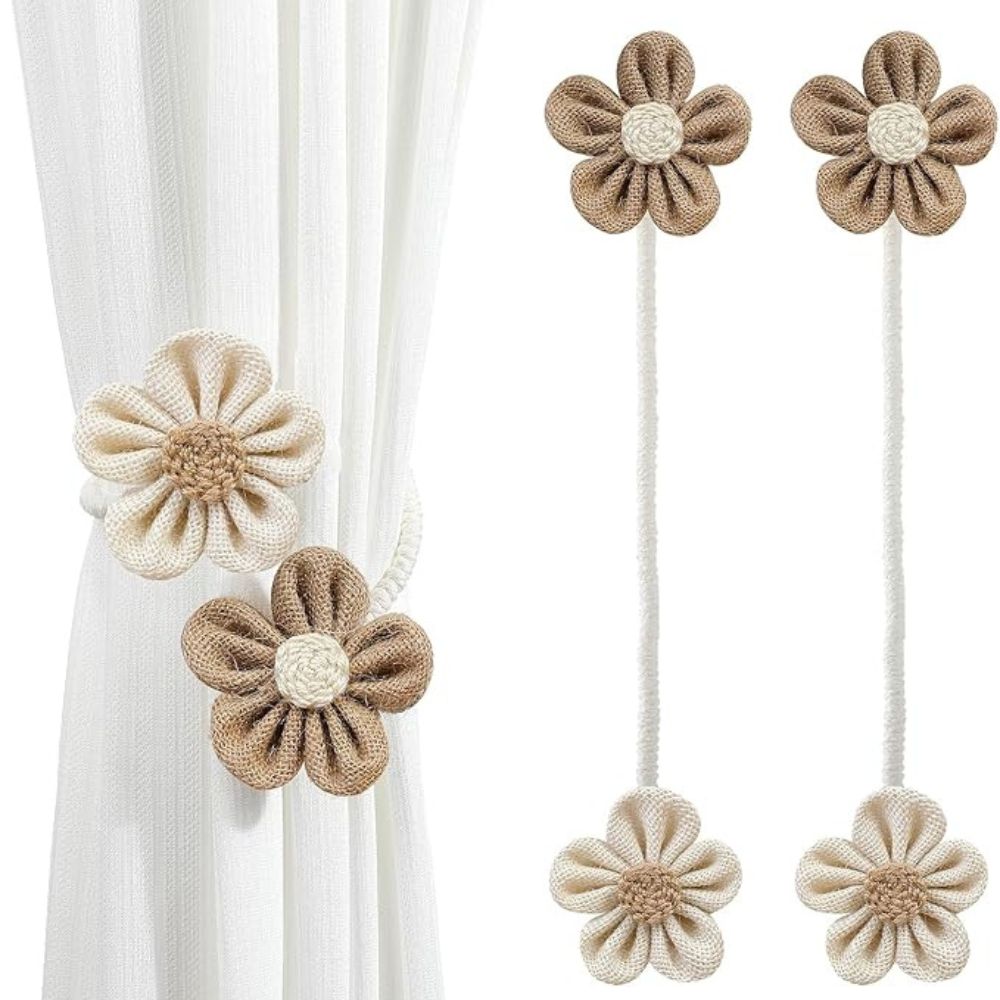Raffhalter aus Hanf mit Blumenmuster | 2er-Set