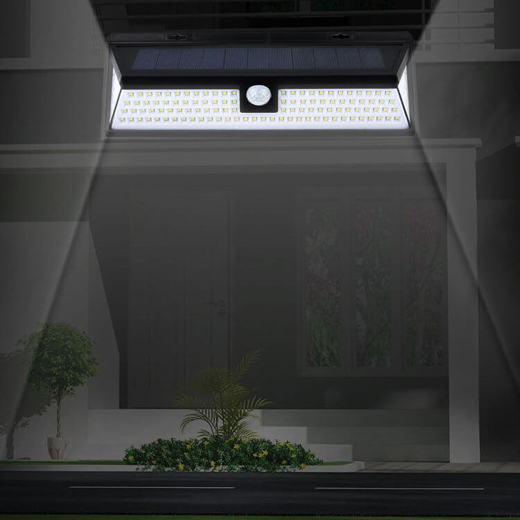 Moderne schwarze rechteckige menschliche Sensor Solar wasserdichte Außen Garten LED Wandlampe | Brehn