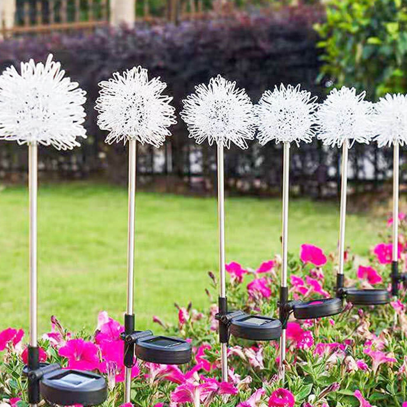 Solar-Löwenzahn-LED-Kugelleuchte aus Aluminiumdraht, wasserdicht, für den Außenbereich, zum Einsetzen in den Garten, Bodenleuchte