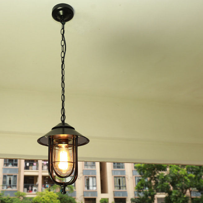 Industrielle Vintage Aluminium Käfig Glas 1-Licht Außen wasserdichte Pendelleuchte | Brehn
