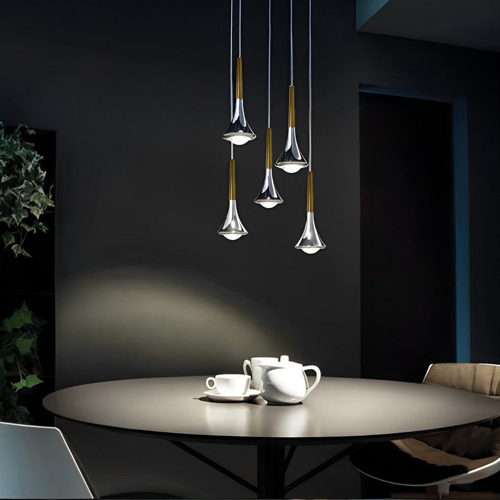 Brehn | LumiDrop Nordic Design Pendelleuchte | Tropfenform | Elegantes LED-Licht für Esszimmer & Wohnzimmer | In Schwarz, Gold & Chrom