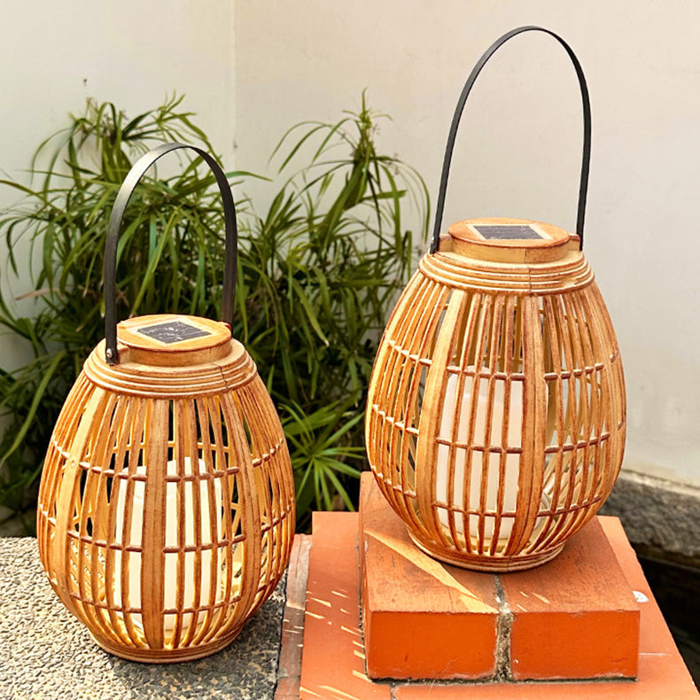 Moderne Art Deco Solar Runde Laterne Rattan LED Außen Landschaftslicht Für Garten | Brehn