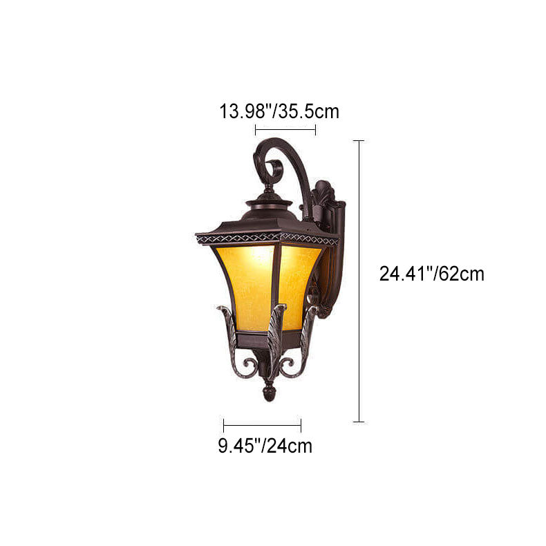 Europäisches Vintage Outdoor Quadrat Käfig Aluminium Glas 1-Licht Wandlampe | Brehn