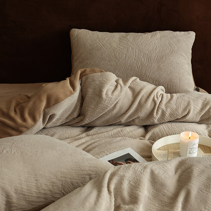 Doppelseitiges Bettwäsche-Set aus Milchfaser-Fleece, winterwarm