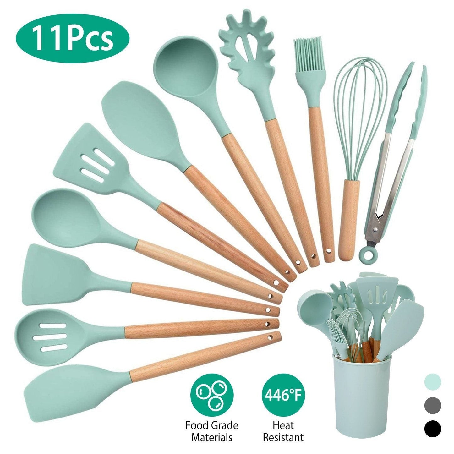 11-teiliges Silikon-Kochgeschirr-Set