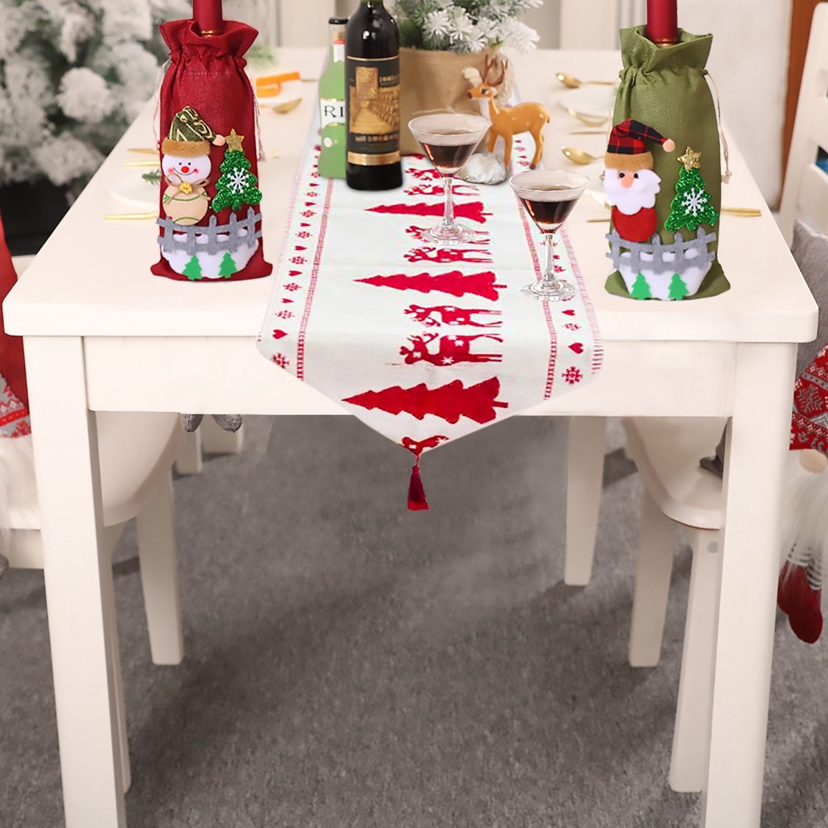 Brehn | Weihnachts-Elch Schneemann Tischläufer Frohe Weihnachten Dekorationen