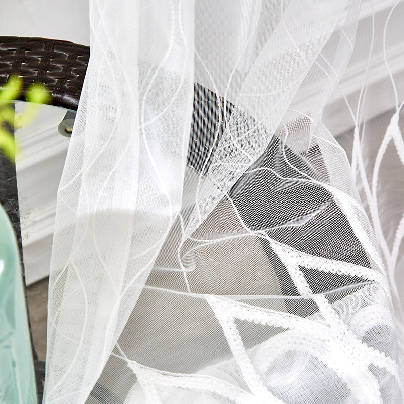 Transparenter Gardinenschal mit bestickter Spitzenbordüre und leichtem Voile Brehn