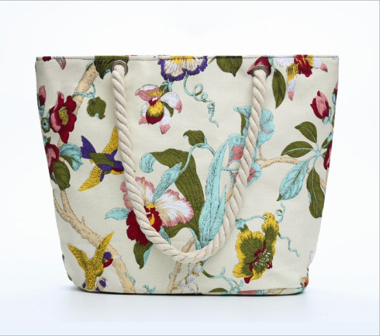 Blumenmuster Strandtasche mit Stabilen Kordelgriffen Brehn