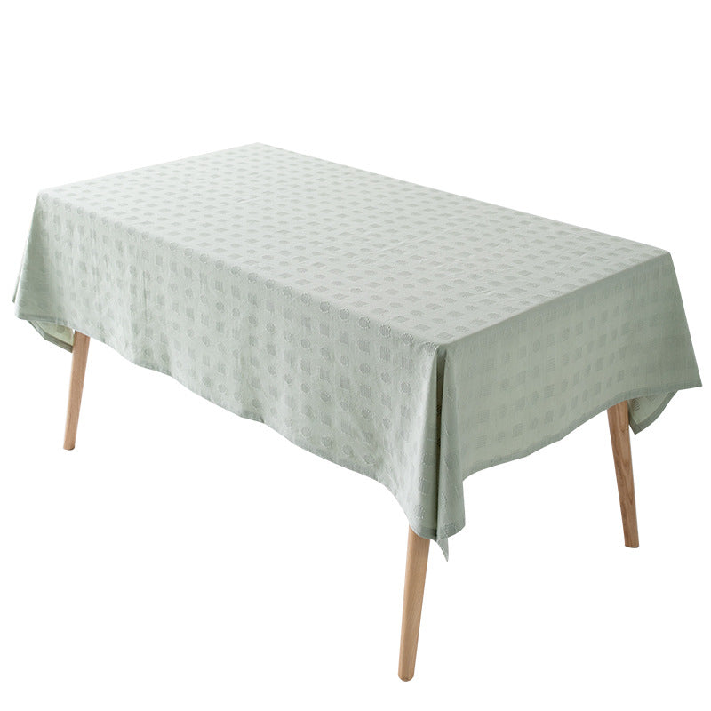 Tischdecke aus Baumwollmix mit geprägtem Quadrat‑ und Kreisrelief Brehn