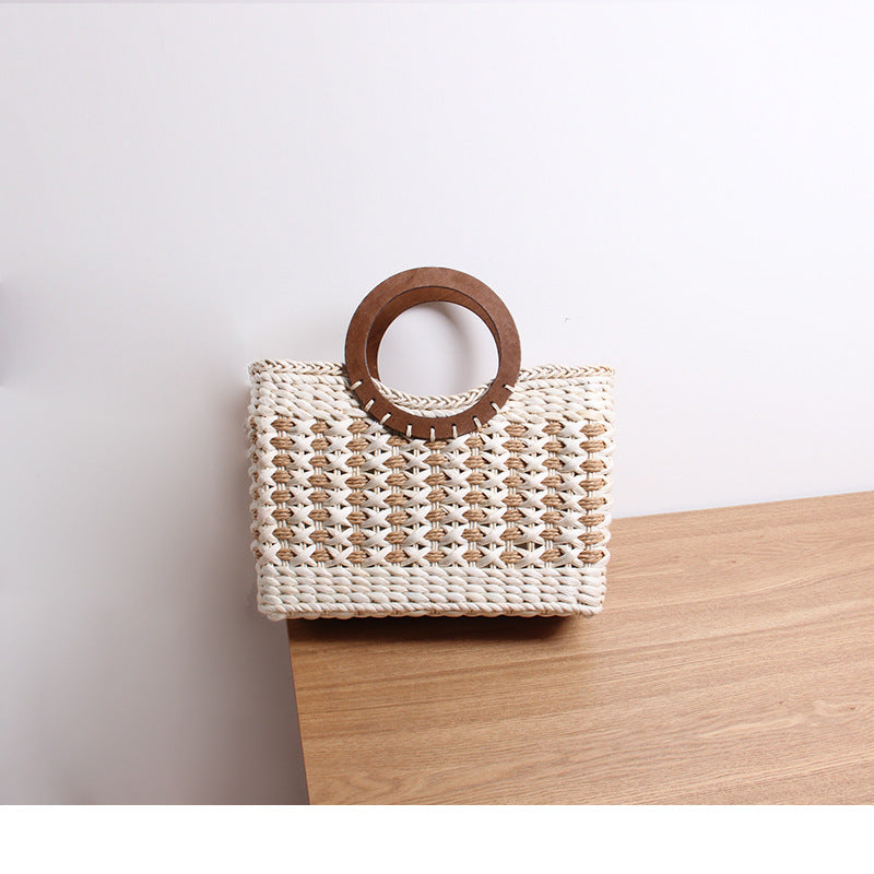 Handtasche mit Rundem Holzgriff Brehn