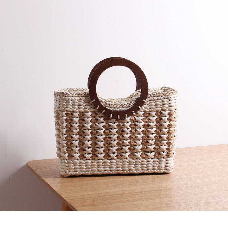 Handtasche mit Rundem Holzgriff Brehn