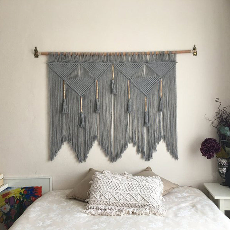 Elegante Makramee Wandbehang mit kunstvollen Fransen und Blättern
