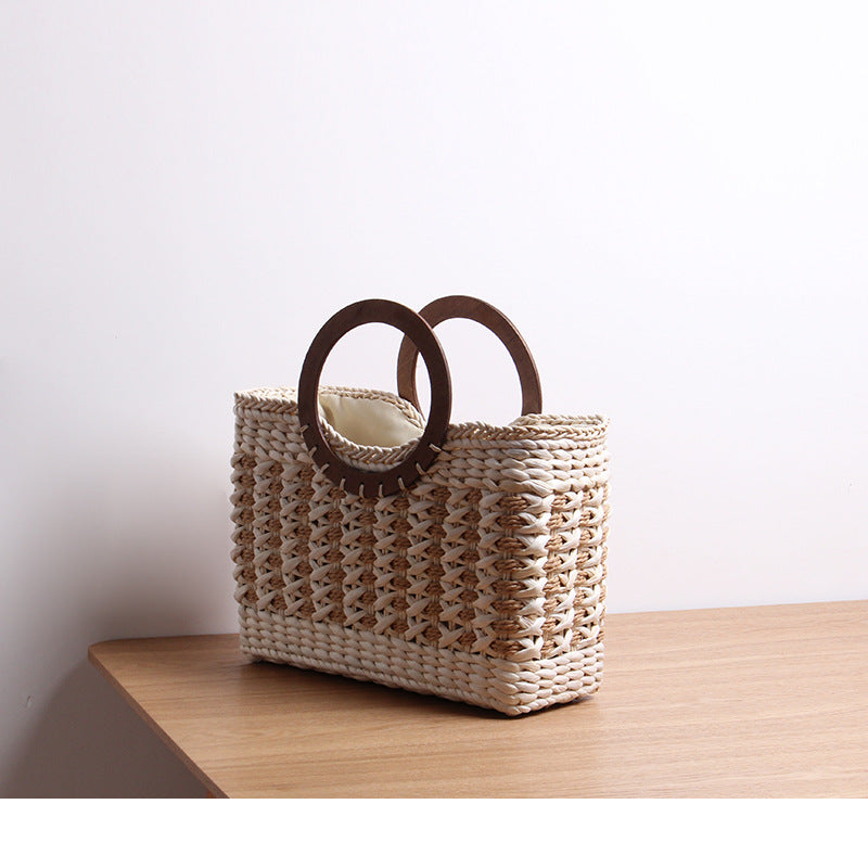 Handtasche mit Rundem Holzgriff Brehn