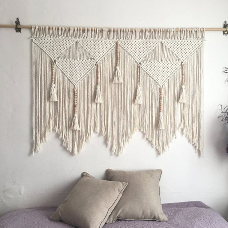 Elegante Makramee Wandbehang mit kunstvollen Fransen und Blättern