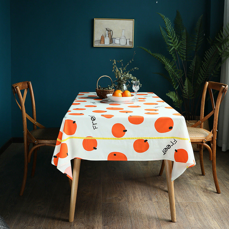 Rechteckige Baumwollmisch-Tischdecke mit fruchtigem Orangen-Print und pflegeleichtem Finish Brehn