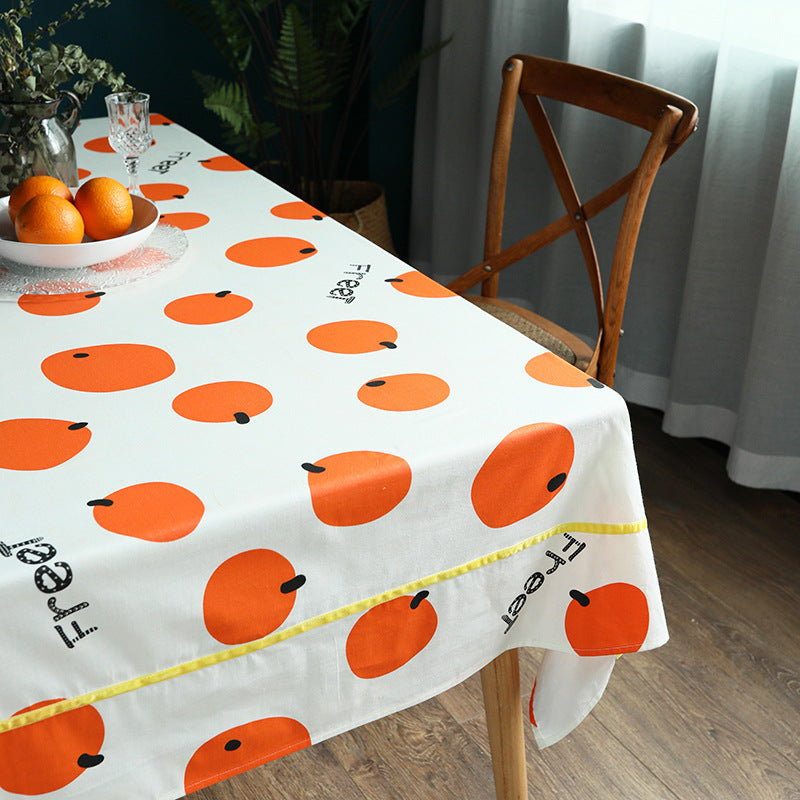 Rechteckige Baumwollmisch-Tischdecke mit fruchtigem Orangen-Print und pflegeleichtem Finish Brehn