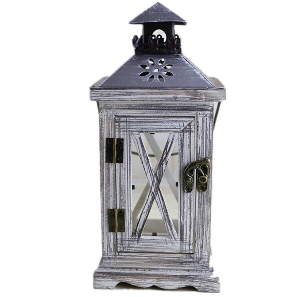 Antik-Stil Glasfensterlaterne mit verwittertem Holzrahmen und belüftetem Metalldach Brehn