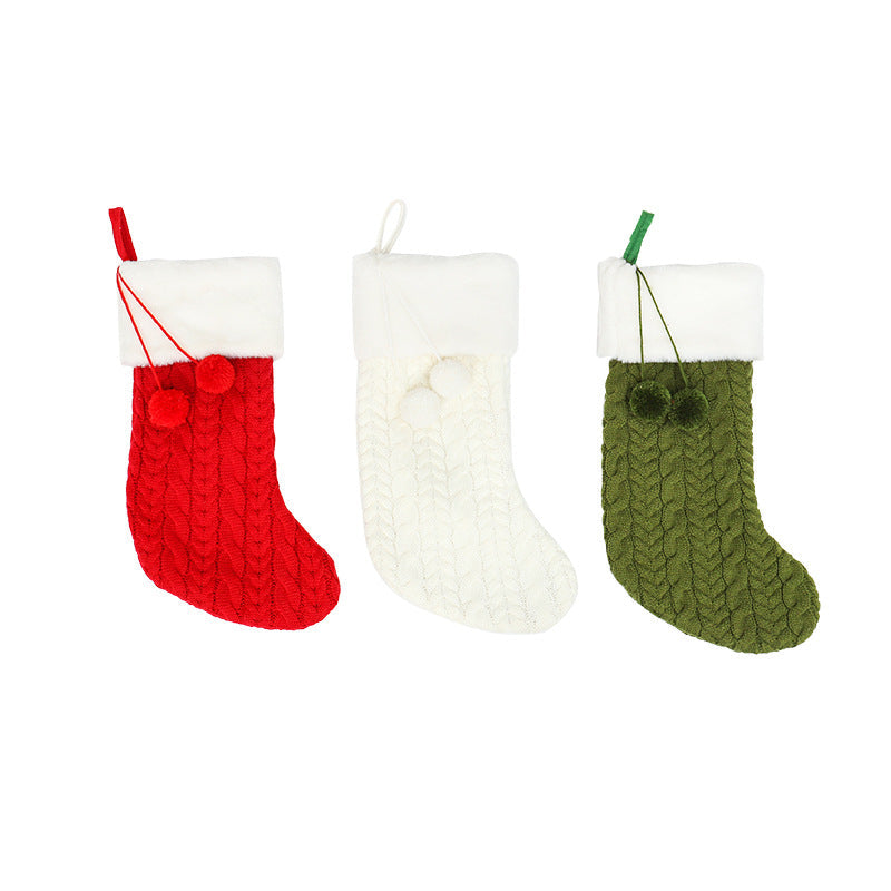 Brehn | Weihnachtsdekorationen gestrickte Wolle dicke weiße Socke